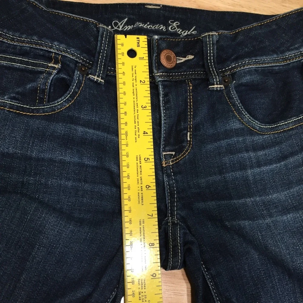American Eagle Womens Slim Boot Jeans Stretch Size 4 Short Dark Wash Blue